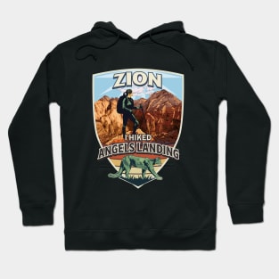 Zion I Hiked Angels Landing with Hiker and Mountain Lion Design for Women Hoodie